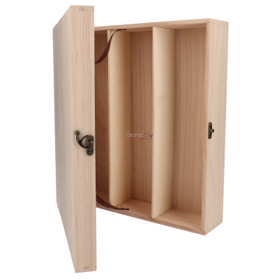 Luxe houten kist 3 vakken met scharnierdeksel